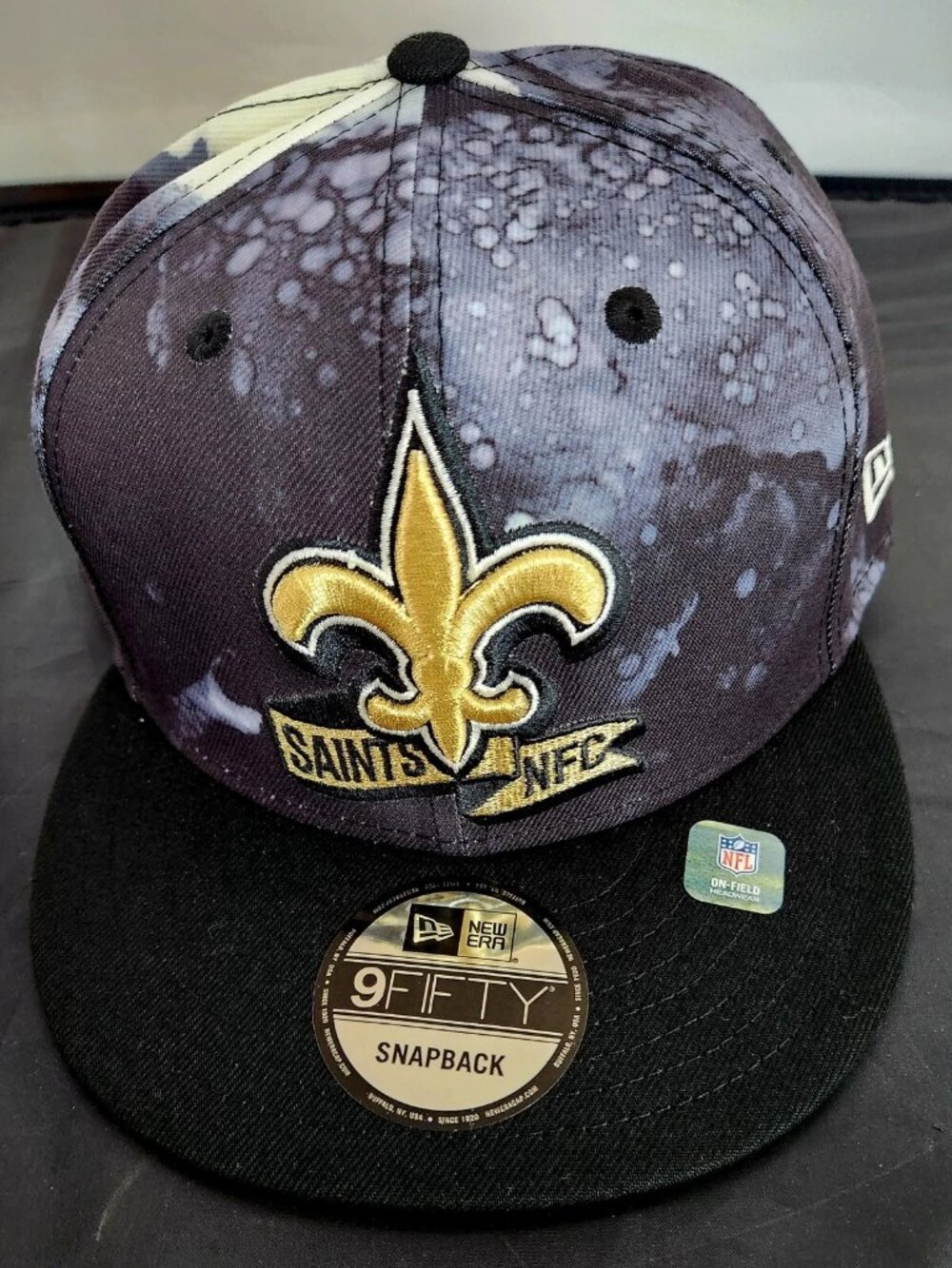 New Orleans Saints Snapback Hat Ink Dye 2022 Sideline New Era 9FIFTY Cap OSFM
